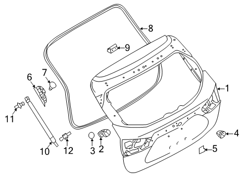 2022 Nissan Rogue Sport Lift Gate Hinge Assy-Back Door Diagram for 90400-6MA0A