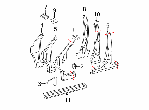 2013 Toyota Highlander Center Pillar & Rocker, Hinge Pillar Hinge Pillar Reinforcement Diagram for 61109-0E903
