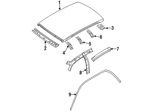 1999 Nissan Sentra Roof & Components Weatherstrip-Roof Drip, LH Diagram for 76843-1M201
