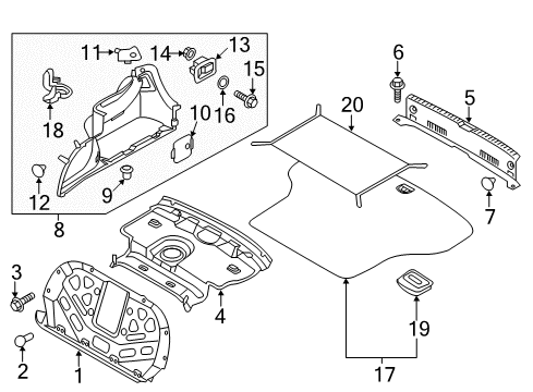 2017 Genesis G80 Interior Trim - Rear Body Handle Assembly-Luggage Coverin Diagram for 85718-B1000-RRY