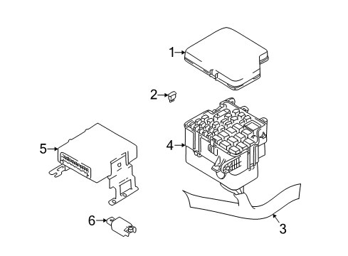 2003 Hyundai Santa Fe Electrical Components Under Hood Junction Box Assembly Diagram for 91288-26101