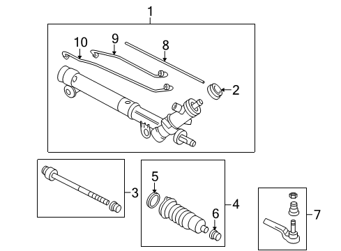 2007 Pontiac Solstice P/S Pump & Hoses, Steering Gear & Linkage Boot Kit, Steering Gear Diagram for 88967175