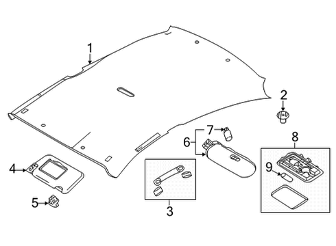 2021 Nissan Versa Bulbs Holder-SUNVISOR Diagram for 96409-1HA0A