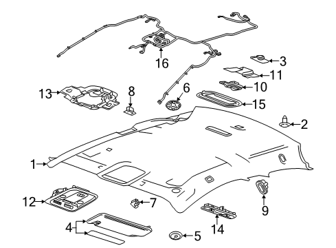 2014 Cadillac ELR Interior Trim - Roof Reading Lamp Assembly Diagram for 23186469