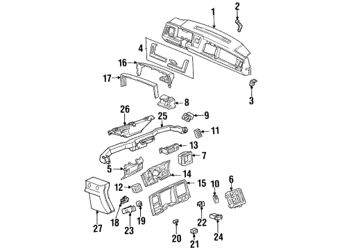 1988 GMC C1500 A/C & Heater Control Units Heater Control Assembly Diagram for 16168925