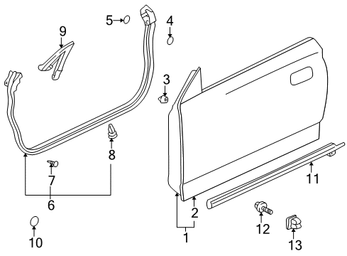 2000 Toyota Celica Door & Components, Exterior Trim Belt Weatherstrip Diagram for 75712-20371