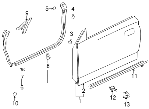 2000 Toyota Celica Door & Components, Exterior Trim Regulator Sub-Assy, Front Door Window, RH Diagram for 69801-20290