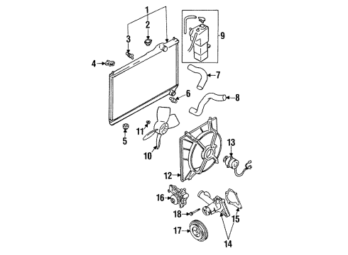 1993 Mitsubishi Mirage Radiator & Components, Water Pump, Cooling Fan Water Pump Diagram for MD974649