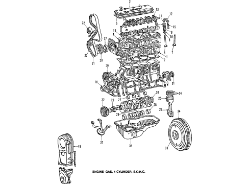 1993 Toyota Tercel Engine Parts, Mounts, Cylinder Head & Valves, Camshaft & Timing, Oil Pan, Oil Pump, Crankshaft & Bearings, Pistons, Rings & Bearings Overhaul Gasket Set Diagram for 04111-11075