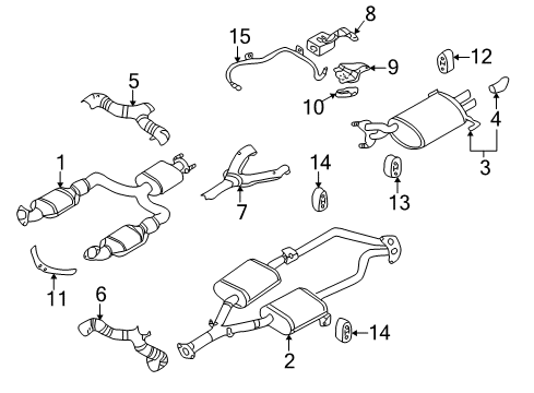 2003 Infiniti M45 Exhaust Components Exhaust Sub Muffler Assembly Diagram for 20300-CR900