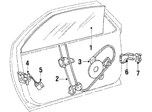 1992 Dodge Daytona Door Glass & Hardware Part Diagram for 4615996