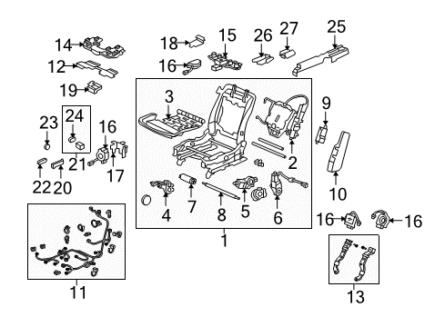 2009 Acura RL Power Seats Cover, Right Front Seat-Back Opds Diagram for 81162-SJA-A01
