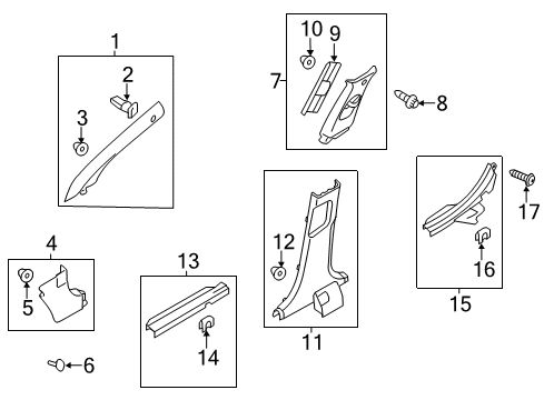 2012 Kia Optima Interior Trim - Pillars, Rocker & Floor Trim Assembly-Center Pillar Diagram for 858302T10087