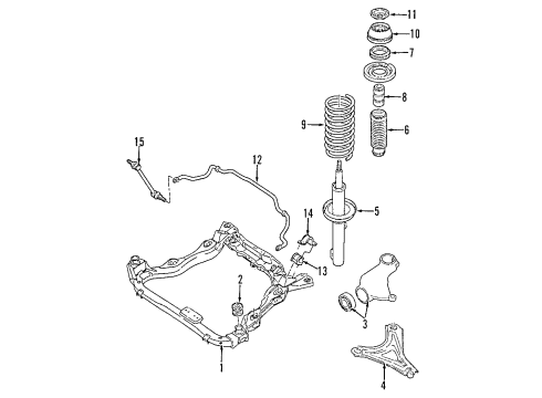 2002 Mercury Cougar Front Suspension Components, Lower Control Arm, Stabilizer Bar Strut Diagram for YS8Z-18124-DA