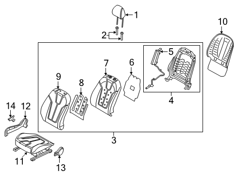 2019 Hyundai Veloster Passenger Seat Components Cushion Assembly-FR Seat, RH Diagram for 88201-J3810-PMH