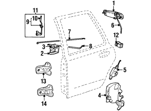 1995 Lincoln Town Car Rear Door Lock Knob Diagram for E3FZ-7421850-A