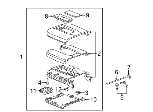 2021 Chevrolet Silverado 1500 Center Console Latch Diagram for 84551975