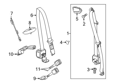 2016 Chevrolet Colorado Seat Belt Belt Guide Diagram for 13526043