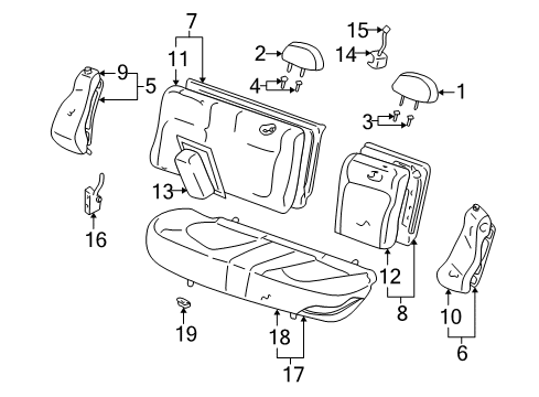 2001 Kia Optima Rear Seat Components Cushion Assembly-Rear Seat Diagram for 891003C010BTA