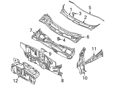 2007 Chevrolet Aveo5 Cowl Cowl Grille Nut Diagram for 94515243