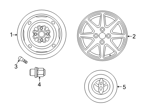 2001 Toyota Prius Wheels, Covers & Trim Wheel, Alloy Diagram for 42611-47030