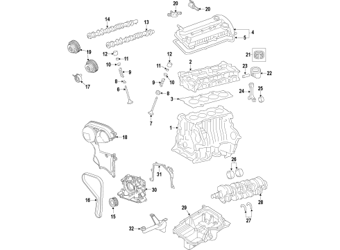2016 Ford Transit Connect Engine Parts, Mounts, Cylinder Head & Valves, Camshaft & Timing, Variable Valve Timing, Oil Cooler, Oil Pan, Oil Pump, Balance Shafts, Crankshaft & Bearings, Pistons, Rings & Bearings Bearing Diagram for BE8Z-6333-BF