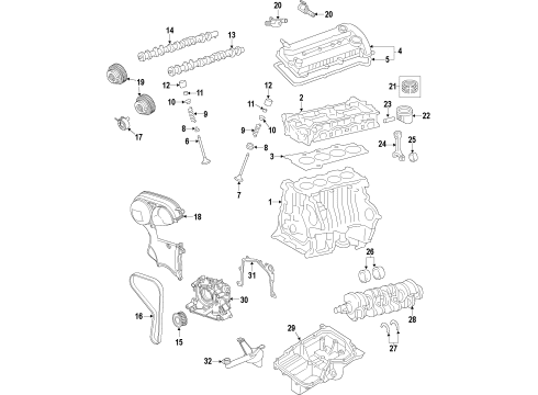 2016 Ford Transit Connect Engine Parts, Mounts, Cylinder Head & Valves, Camshaft & Timing, Variable Valve Timing, Oil Cooler, Oil Pan, Oil Pump, Balance Shafts, Crankshaft & Bearings, Pistons, Rings & Bearings Bearing Diagram for BE8Z-6333-AF