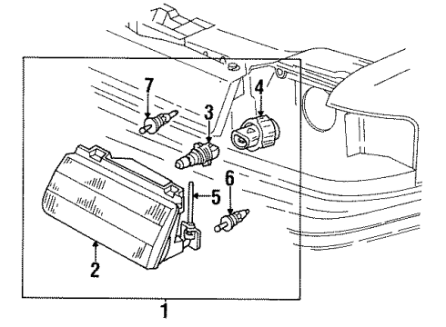 1994 Mercury Topaz Bulbs Adjuster Diagram for F23Z13032A