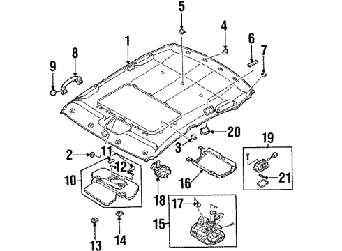 2000 Infiniti Q45 Sunroof Cover-SUNVISOR Diagram for 96420-6P002