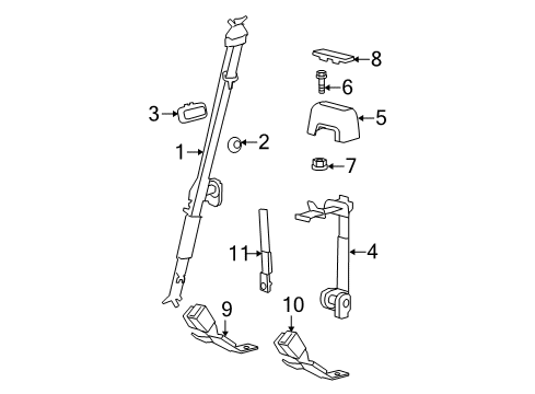 2009 Ford F-150 Seat Belt Center Seat Belt Diagram for 9L3Z-15611B64-BB