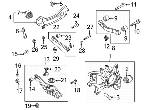 2021 Kia Sorento Rear Suspension Components, Lower Control Arm, Upper Control Arm, Stabilizer Bar Bolt Diagram for 552602P000