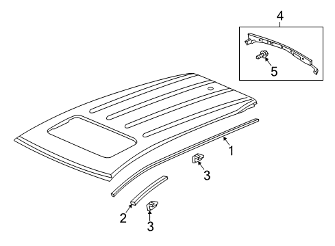 2019 Acura MDX Exterior Trim - Roof Cover, Rear Diagram for 74360-TZ5-A01