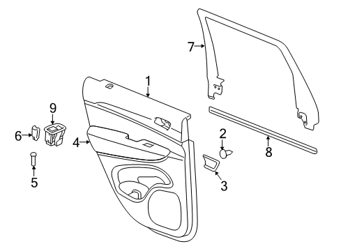 2011 Jeep Grand Cherokee Interior Trim - Rear Door Rear Door Trim Armrest Diagram for 1SX321L1AA