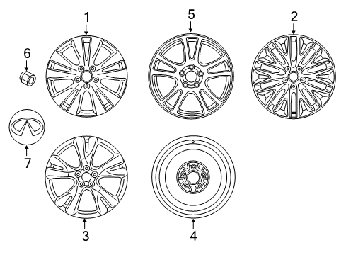 2017 Infiniti Q70L Wheels, Covers & Trim Aluminum Wheel Diagram for D0CMM-1A37A
