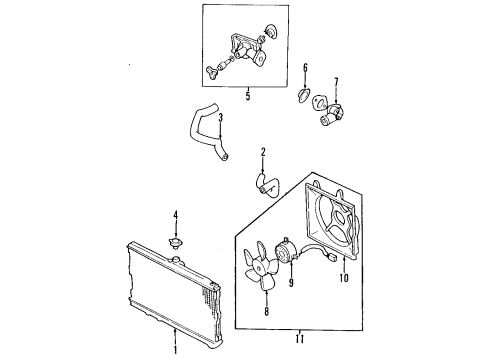 2005 Kia Rio Cooling System, Radiator, Water Pump, Cooling Fan Motor Assembly Diagram for 25386FD100