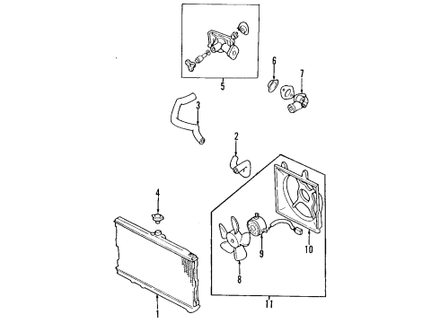 2001 Kia Spectra Cooling System, Radiator, Water Pump, Cooling Fan Order Component Part Diagram for 0K2AB15025B