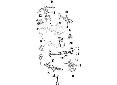 1988 Toyota Camry Engine Mounting Cushion Assy, Center Member Mounting, Front Upper Diagram for 52220-32050