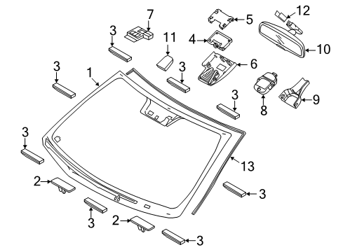 2015 Kia Cadenza Wiper & Washer Components Moulding-Windshield Glass Diagram for 861303R000
