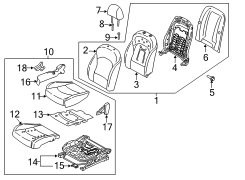 2020 Kia Forte Passenger Seat Components Cushion Assembly-Fr Seat Diagram for 88200M7520B5J