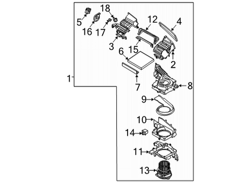 2021 Kia K5 A/C & Heater Control Units Motor & Fan Assembly-A/C Diagram for 97113L1100