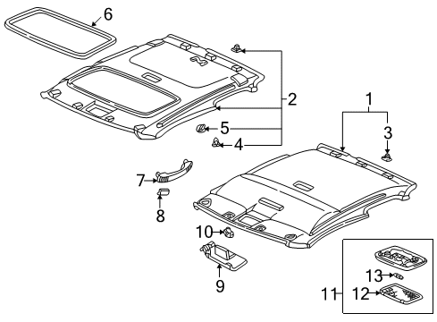 1998 Honda Accord Interior Trim - Roof Light Assembly, Interior (Clear Gray) Diagram for 34250-SV1-A12ZB