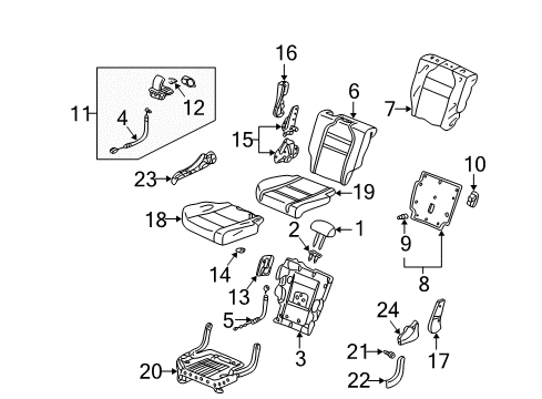 2004 Acura MDX Rear Seat Components Pad, Passenger Side Middle Seat Cushion Diagram for 81332-S3V-A12