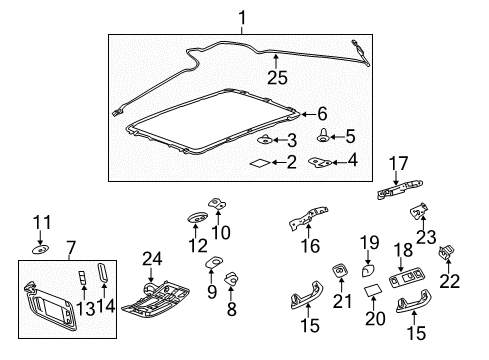 2013 Cadillac SRX Interior Trim - Roof Reading Lamp Assembly Diagram for 22781264