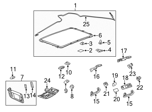 2013 Cadillac SRX Interior Trim - Roof Grip Handle Front Bracket Diagram for 20867112