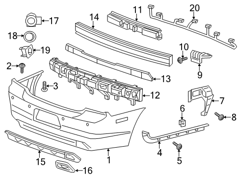 2013 Dodge Charger Rear Bumper Bracket-Exhaust Tip Diagram for 68092618AA
