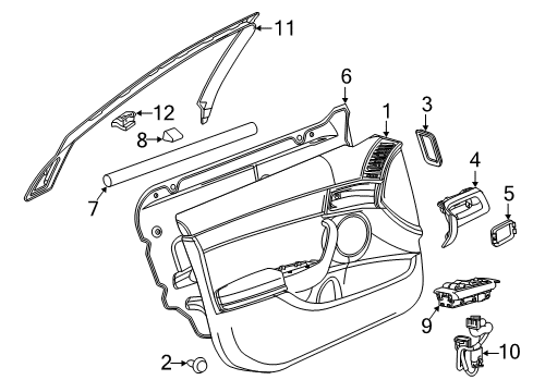 2011 Chevrolet Caprice Front Door Upper Trim Diagram for 92200225