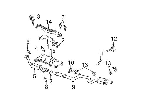 2003 Chevrolet Monte Carlo Exhaust Components Muffler & Pipe Diagram for 15144842