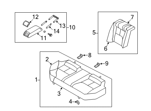 2003 Infiniti G35 Rear Seat Components Back Assy-Rear Seat, Center Diagram for 88610-AM000