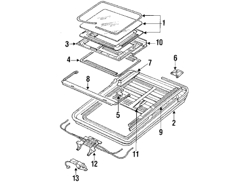 1994 Hyundai Sonata Sunroof Tube Assembly-Sunroof Drive Diagram for 81635-33000