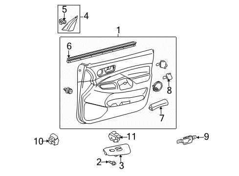 2015 Toyota Tacoma Front Door Door Trim Panel Diagram for 67620-04440-E0